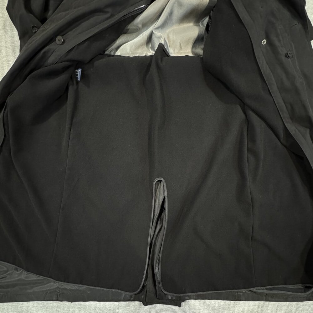 London Fog Trench Coat Womens Sz 14 Double Breasted Black Removable Warmer Lined - Picture 5 of 16